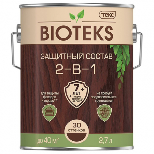Антисептик Текс Bioteks 2-в-1 декоративный для дерева палисандр 2,7 л