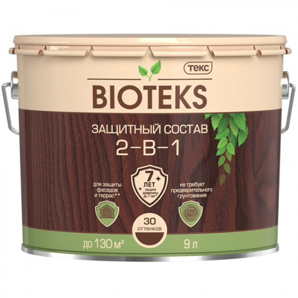 Антисептик Текс Bioteks 2-в-1 декоративный для дерева палисандр 9 л